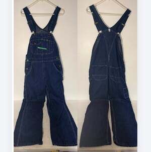 Vintage Key Imperial Carpenter Workwear Blue Denim Bib Overalls 32 x 32